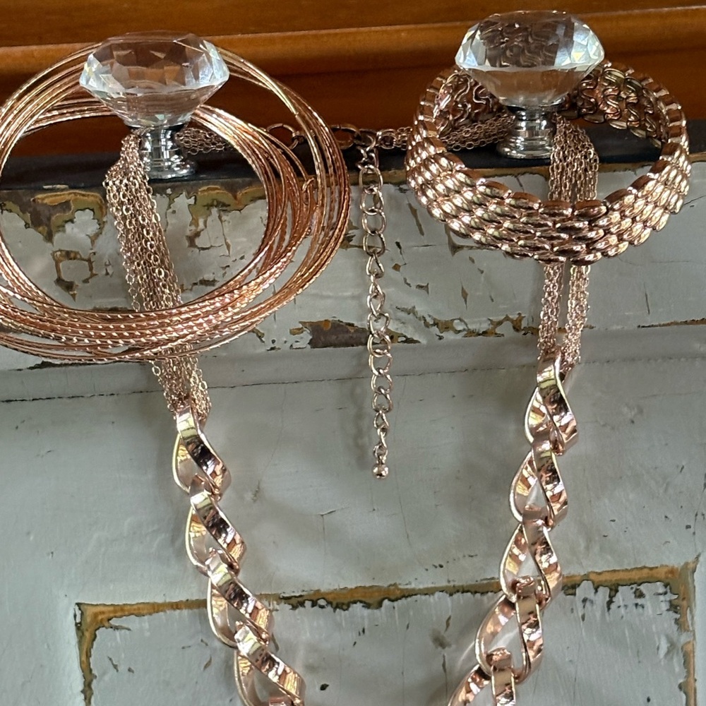 Rose Gold Chain Necklace and Bracelet Set